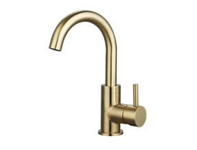 Wastafelkraan Largo Geborsteld goud hoog met draaibare Uitloop 24,4cm