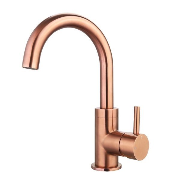 Wastafelkraan Largo Geborsteld goud hoog met draaibare Uitloop 24,4cm