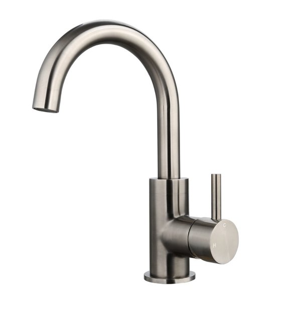 Wastafelkraan Largo Geborsteld goud hoog met draaibare Uitloop 24,4cm