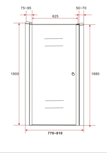 Douchedeur Mania 80cm Helder Glas Nisdeur met Rechtsdraaiend Draaideur Verstelbaar Swingdeur 190cm met Antikalk 6mm