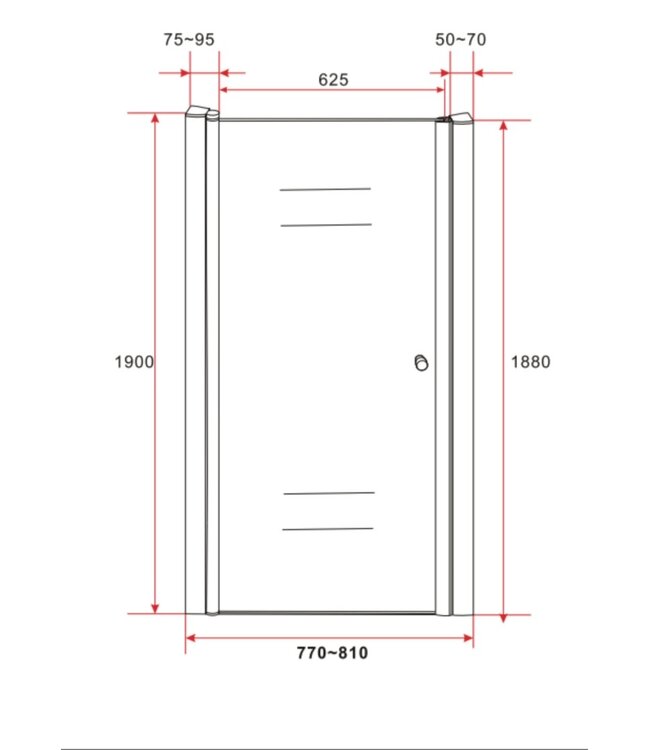 Douchedeur Mania 80cm Helder Glas Nisdeur met Rechtsdraaiend Draaideur Verstelbaar Swingdeur 190cm met Antikalk 6mm
