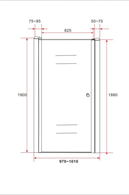 Douchedeur Mania 100cm Helder Glas Nisdeur met Rechtsdraaiend Draaideur Verstelbaar Swingdeur 190cm met Antikalk 6mm