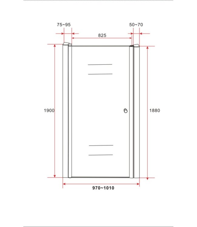 Douchedeur Mania 100cm Helder Glas Nisdeur met Rechtsdraaiend Draaideur Verstelbaar Swingdeur 190cm met Antikalk 6mm