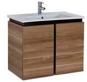 Badkamermeubel Verti 80x50x45cm Licht Walnoot Creavit Badmeubel onderkast met Keramisch wastafel 1 kraangat overloop