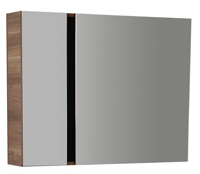 Badkamermeubel Verti 80x50x45cm Licht Walnoot Creavit Badmeubel onderkast met Keramisch wastafel 1 kraangat overloop