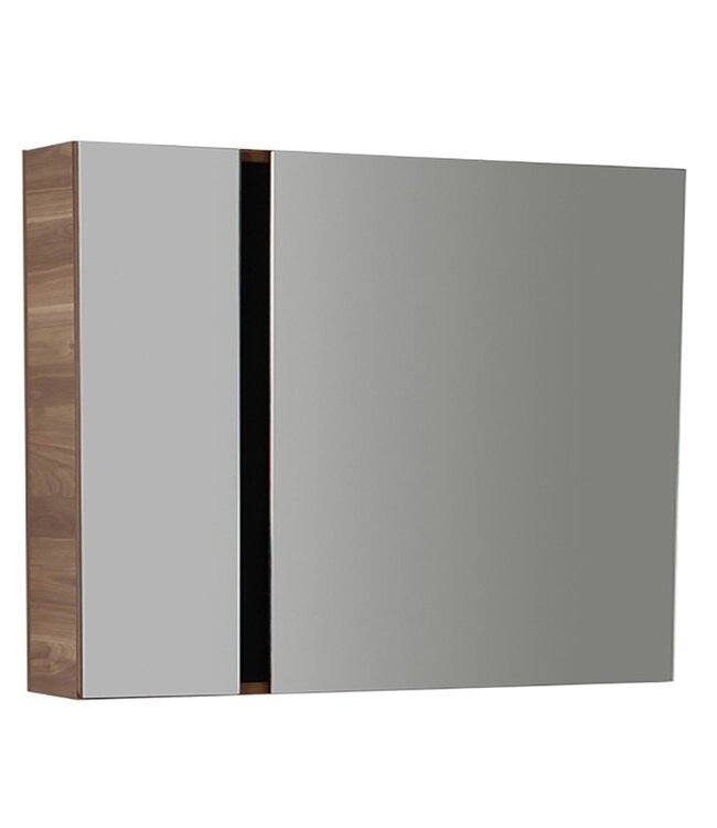 Badkamermeubel Verti 80x50x45cm Licht Walnoot Creavit Badmeubel onderkast met Keramisch wastafel 1 kraangat overloop