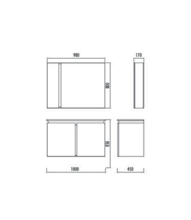 CREAVIT Badkamermeubel Verti 80x50x45cm Licht Walnoot Creavit Badmeubel onderkast met Keramisch wastafel 1 kraangat overloop