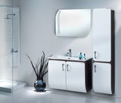 Badkamermeubel Glide 85x50x45cm Palermo Zebrano Wit incl. Wastafel keramisch