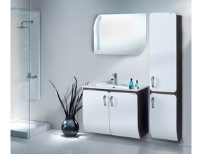 Badkamermeubel Glide 85x50x45cm Palermo Zebrano Wit incl. Wastafel keramisch