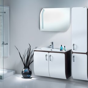 Badkamermeubel Glide 85x50x45cm Palermo Zebrano Wit incl. Wastafel keramisch