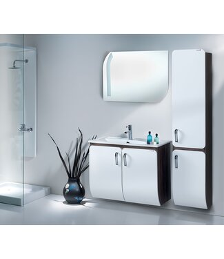 CREAVIT Badkamermeubel Glide 85x50x45cm Palermo Zebrano Wit incl. Wastafel keramisch