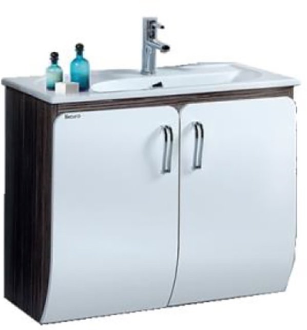 Badkamermeubel Glide 85x50x45cm Palermo Zebrano Wit incl. Wastafel keramisch