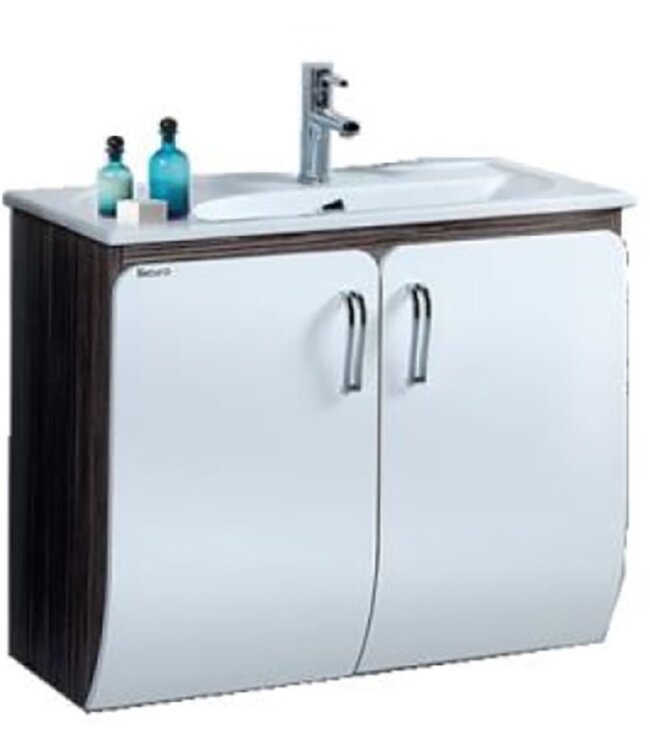 Badkamermeubel Glide 85x50x45cm Palermo Zebrano Wit incl. Wastafel keramisch