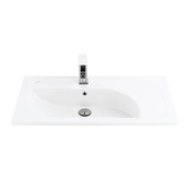 Badkamermeubel Glide 85x50x45cm Palermo Zebrano Wit incl. Wastafel keramisch