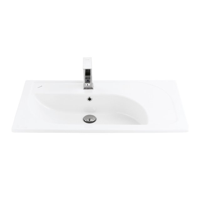 Badkamermeubel Glide 85x50x45cm Palermo Zebrano Wit incl. Wastafel keramisch