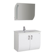 Badkamermeubel Glide 85x50x45cm Palermo Zebrano Wit incl. Wastafel keramisch