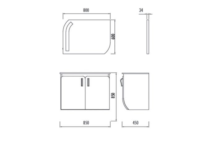 Badkamermeubel Glide 85x50x45cm Palermo Zebrano Wit incl. Wastafel keramisch