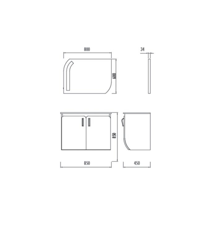 Badkamermeubel Glide 85x50x45cm Palermo Zebrano Wit incl. Wastafel keramisch