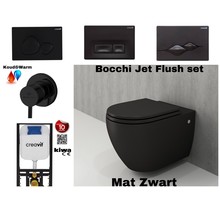 Compleet Randloos Toiletset Mat Zwart met Bidet Hangtoilet Bocchi Jet flush Randloos