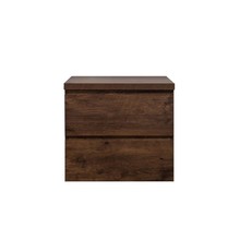 Badkamermeubel Callisto Diamond Hangend met Topblad 60x50x48cm Walnoot 2 Lades Softclose Greeploos Topblad Zonder Afvoergat en Kraangat