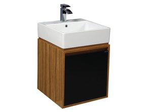 Badkamermeubel MASS Zwart-Bruin 50x85x50cm Keramische Wastafel 1 kraangat met overloop.