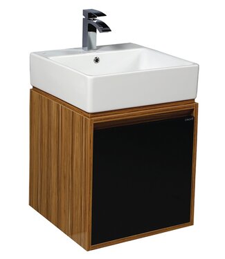 CREAVIT Badkamermeubel MASS Zwart-Bruin 50x85x50cm Keramische Wastafel 1 kraangat met overloop.