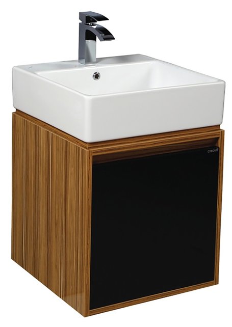 Badkamermeubel MASS Zwart-Bruin 50x85x50cm Keramische Wastafel 1 kraangat met overloop.