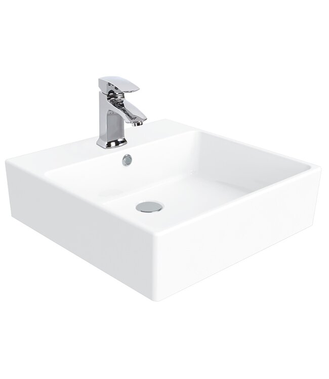 CREAVIT Badkamermeubel MASS Zwart-Bruin 50x85x50cm Keramische Wastafel 1 kraangat met overloop.