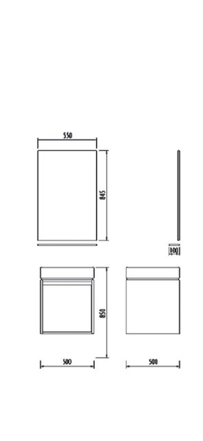 Badkamermeubel MASS Zwart-Bruin 50x85x50cm Keramische Wastafel 1 kraangat met overloop.