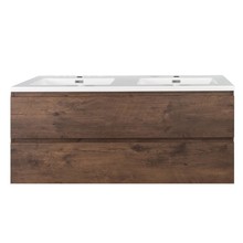 Badkamermeubel Callisto Diamond Walnoot 120x50x48cm Hangend 2 Lades Softclose Greeploos Mineraalmarmer Wastafel 2 Kraangaten Overloop