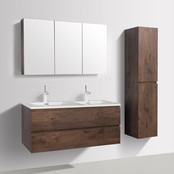 Badkamermeubel Callisto Diamond Walnoot 120x50x48cm Hangend 2 Lades Softclose Greeploos Mineraalmarmer Wastafel 2 Kraangaten Overloop