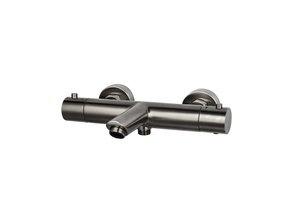 SaniPro Effeze Thermostaat Badkraan GunMetal Opbouw Rond 2 Greeps Onderuitloop