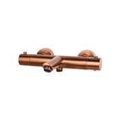 SaniPro Effeze Thermostaat Badkraan GunMetal Opbouw Rond 2 Greeps Onderuitloop