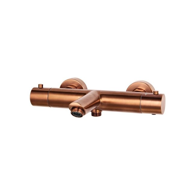 SaniPro Effeze Thermostaat Badkraan GunMetal Opbouw Rond 2 Greeps Onderuitloop