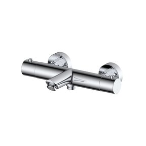 SaniPro Effeze Thermostaat Badkraan Chroom Opbouw Rond 2 Greeps Onderuitloop