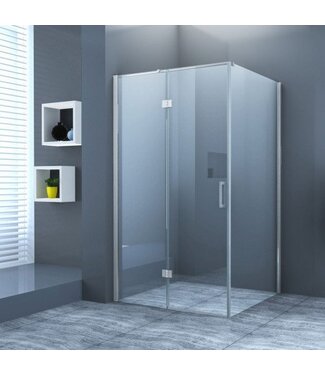 Wiesbaden Douchecabine Wies 80x100cm Rechthoek Draaideur Antikalk Helder Glas Chroom Profiel 8mm Veiligheidsglas Easy Clean