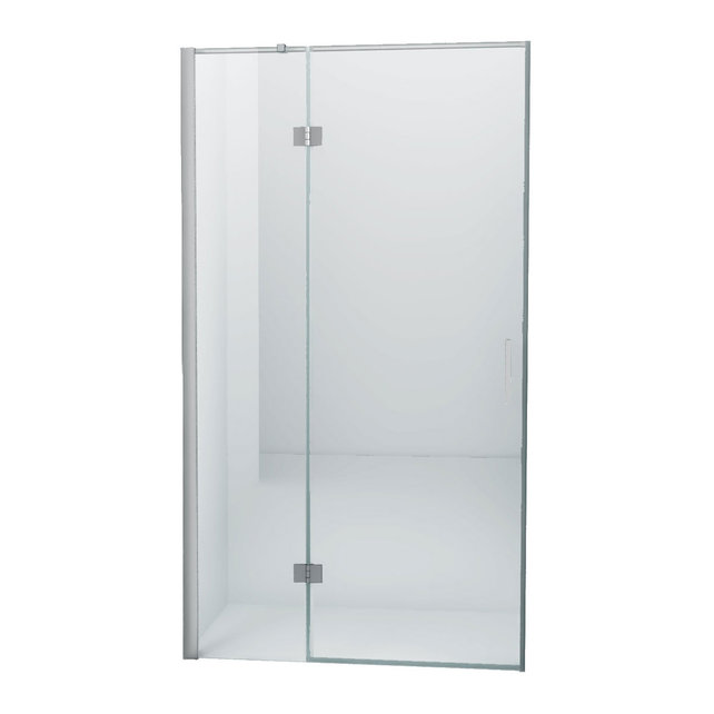 Douchedeur Nisdeur Draaideur met Vaste Wand 80(60-20)x200cm Antikalk Helder Glas Chroom Profiel 8mm Veiligheidsglas Easy Clean