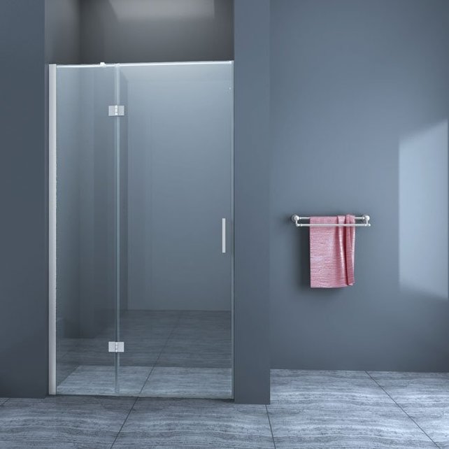 Douchedeur Nisdeur Draaideur met Vaste Wand 120(60-60)x200cm Antikalk Helder Glas Chroom Profiel 8mm Veiligheidsglas Easy Clean