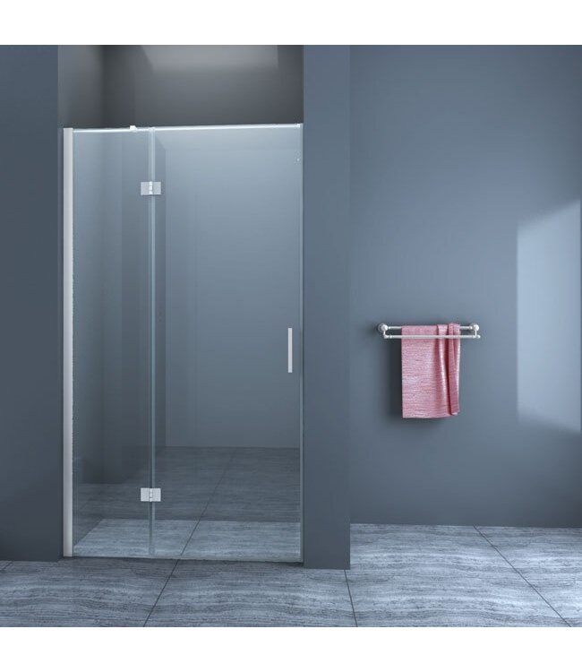 Douchedeur Nisdeur Draaideur met Vaste Wand 120(60-60)x200cm Antikalk Helder Glas Chroom Profiel 8mm Veiligheidsglas Easy Clean