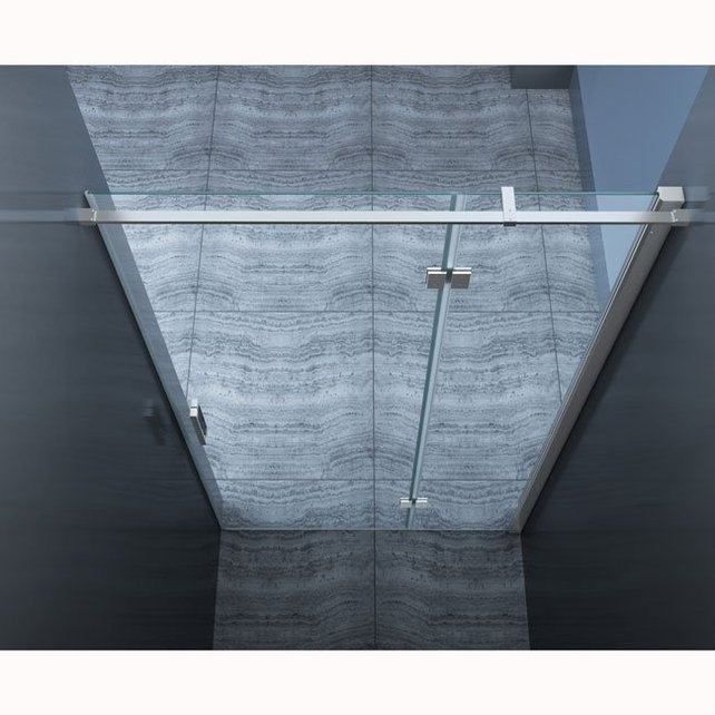 Douchedeur Nisdeur Draaideur met Vaste Wand 140(60-80)x200cm Antikalk Helder Glas Chroom Profiel 8mm Veiligheidsglas Easy Clean