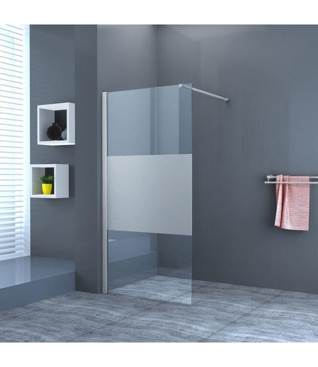 Inloopdouche 90x200 - Mania Helder/Mat Glas 10mm Douchewand - Veiligheidsglas met Antikalk