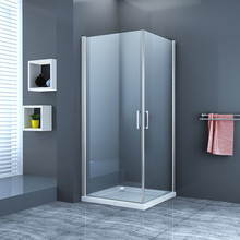 Douchecabine Lara Vierkant Dubbele Draaideur 90x90x200cm Antikalk Helder Glas Chroom Profiel 8mm Veiligheidsglas Easy Clean