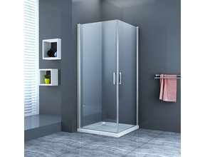 Douchecabine Lara Vierkant Dubbele Draaideur 90x90x200cm Antikalk Helder Glas Chroom Profiel 8mm Veiligheidsglas Easy Clean