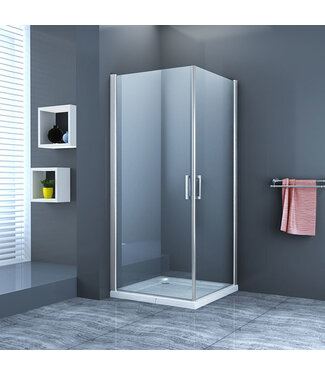 Douchecabine Lara Vierkant Dubbele Draaideur 90x90x200cm Antikalk Helder Glas Chroom Profiel 8mm Veiligheidsglas Easy Clean