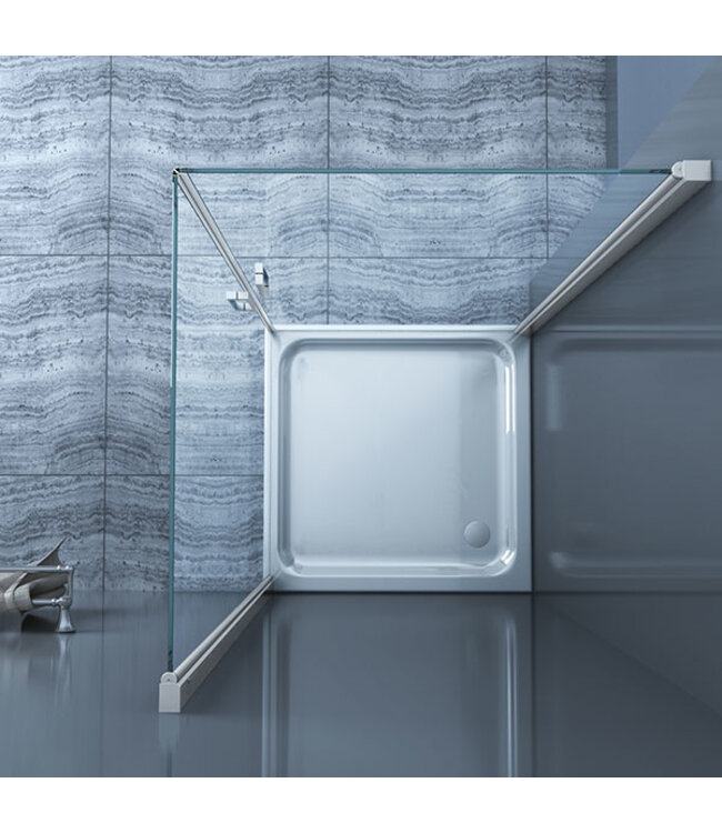 Douchecabine Lara Vierkant Dubbele Draaideur 90x90x200cm Antikalk Helder Glas Chroom Profiel 8mm Veiligheidsglas Easy Clean