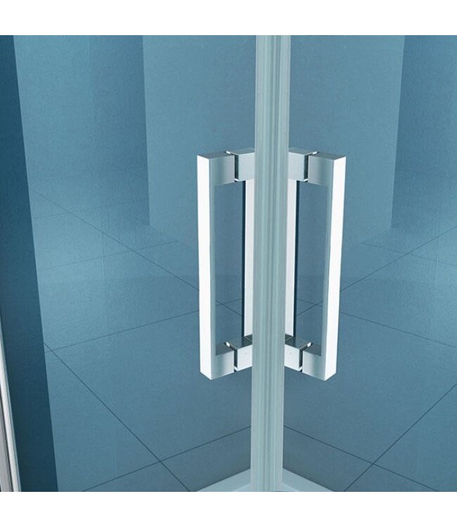 Douchecabine Lara Vierkant Dubbele Draaideur 90x90x200cm Antikalk Helder Glas Chroom Profiel 8mm Veiligheidsglas Easy Clean