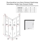 Douchecabine Lara Vierkant Dubbele Draaideur 90x90x200cm Antikalk Helder Glas Chroom Profiel 8mm Veiligheidsglas Easy Clean Douchecabine Lara Vierkant Dubbele Draaideur 90x90x200cm Antikalk Helder Glas Chroom Profiel 8mm Veiligheidsglas Easy Clean