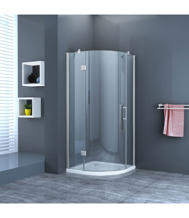 Douchecabine Kwartrond Draaideur Linksdraaiend 90x90x200cm Antikalk Helder Glas Chroom Profiel 8mm Veiligheidsglas Easy Clean