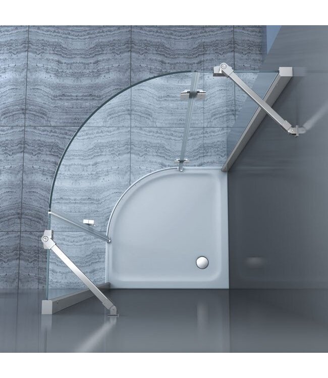 Douchecabine Kwartrond Draaideur Linksdraaiend 90x90x200cm Antikalk Helder Glas Chroom Profiel 8mm Veiligheidsglas Easy Clean