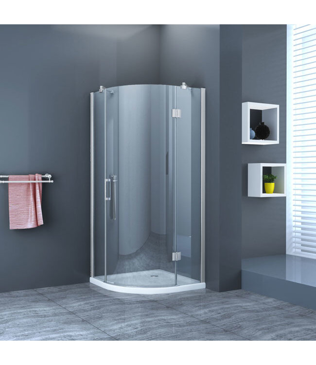 Douchecabine Kwartrond Draaideur Rechtsdraaiend 90x90x200cm Antikalk Helder Glas Chroom Profiel 8mm Veiligheidsglas Easy Clean